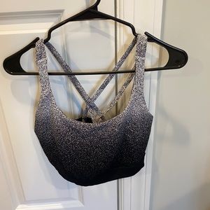 Lululemon energy bra — black and white speckled.